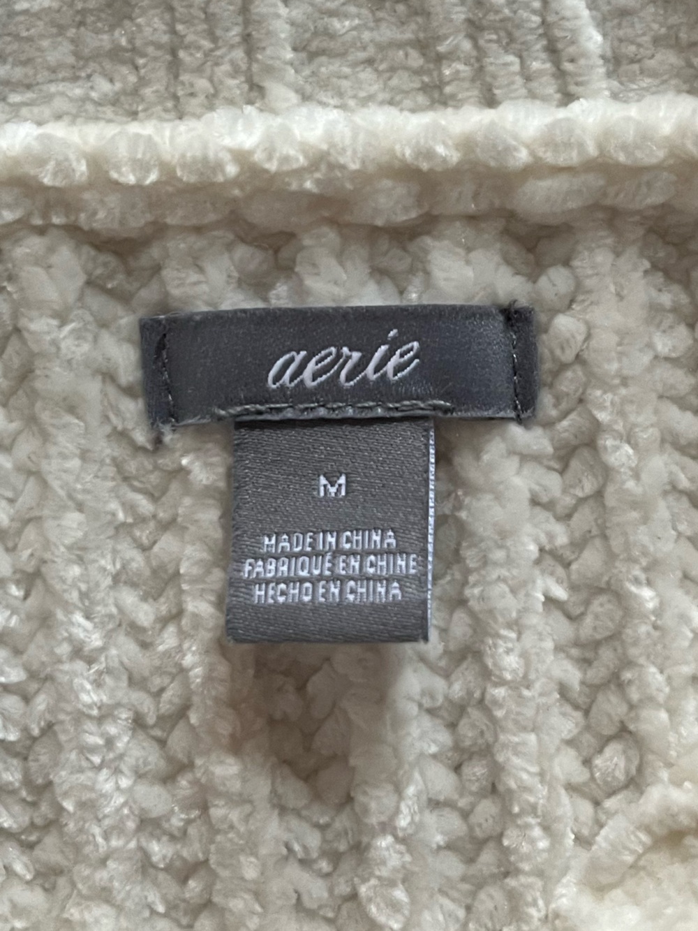 Aerie White Chenille-Knit Soft Ribbed Crewneck Cozy Sweater Size M - Picture 3 of 8